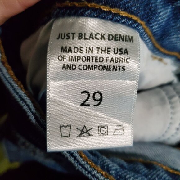 Just Black Denim Jeans Womens Size 29 Blue Distressed Raw Hem Straight Cut USA - Picture 3 of 12